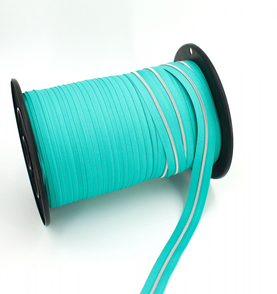 Endlosreißverschluss metallisiert schmal mint/ silber (1m)